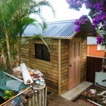 shed 2.4m x 1.8, gable roof, glass window, hardwood door $2165 with accessories