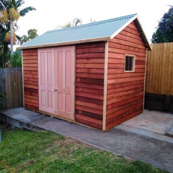 Custom flat pack kit-form timber shed for DIY assembly